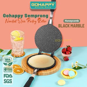 Cetakan kue Semprong JASMINE PATTERN MARBLE PASTRY ROLLER GHC50J GOHAPPY Panci Cetak Crispy Cone Egg Roll Bapel Opak Jepit Teflon