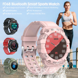 Original Fd68 Bluetooth Smart Watch IP67 Waterproof Tracker Health Blood Pressure Monitor Bracelet Color Touch Screen Sport Tracker Pedometer for Android iOS(15 days Standby time)