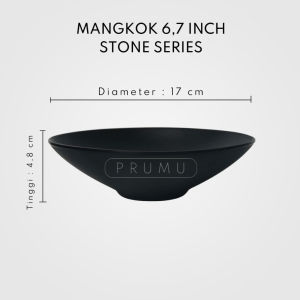 PRUMU Melamine Stone Mangkok Ceper 6.7 inch - Mangkok Saji - Mangkok Kuah - Mangkok Cafe - Mangkok Restoran - Mangkok Hotel - Golden Dragon W7007A