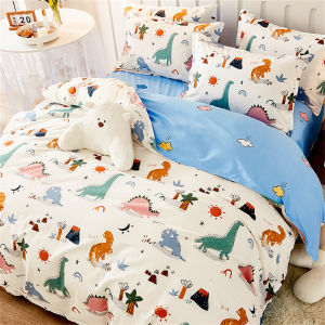 Cute Cartoon Dinosaur Single Duvet Cover Set for Kids Bedding Set with Zipper Microfiber Duvet Cover Set and Pillowcases 75*502026