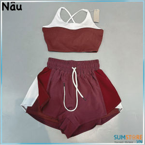 Set Đồ Tập Thể Thao Nữ Boxer Nâu - Chuyên Tập Gym Yoga Zumba