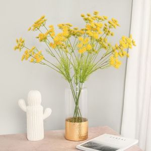 JIJES Beautiful Artificial Lace Flower Branch Elegant 5 Head Simulated Green Plants DIY Vase Decor Plastic Silk Fake Flowers Home Office Decor