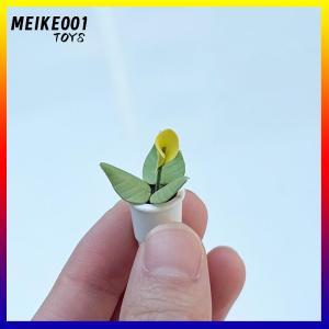 MEIKE001 2PCS 1:12 Dollhouse Furniture Accessories Scenery Decoration Mini Plants Small Flower Pots Interior Decoration Clay