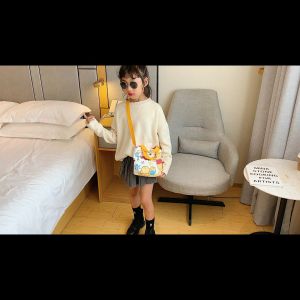 Beg Kanak-Kanak Kartun 儿童卡通帆布包手提包斜挎包 22x18cm Cartoon Kids Crossbody Sling Bag 时尚手拎帆布包 Canvas Handbag