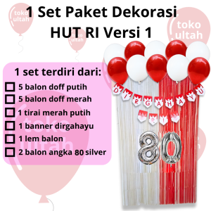 1 Set Paket Dekorasi Balon untuk Hiasan 17 Agustus HUT Kemerdekaan RI Dirgahayu Indonesia