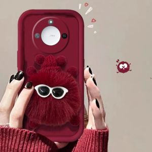 Phone Case Honor X9C Smart Honor X9b X9a X9 5G Casing Red Plush Coal Ball Couple with Pearl Plush Wristband Lens Protection Soft Back Cover 2025