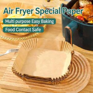 100Pcs Thickened Air Fryer Liners Disposable Oil-Proof Non-Stick Parchment Paper for Fryer Oven Use