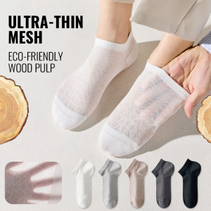 MiiOW No Show Sock Men Bamboo Short Sock Summer Thin Breathable Mesh Ice Silk Ankle Sock Quick Dry Anti Odor Business Dress Sock