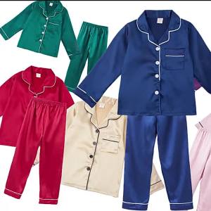 Christmas Pajamas for Boys Girls Red Green Gold Pijamas 2-13 Years Kids Sleepwear Children Satin Pyajams Toddler Silky Nightwear2026