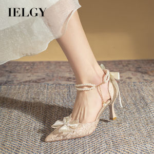 IELGY Womens stiletto high heel shoes pearl bow high heel sandals