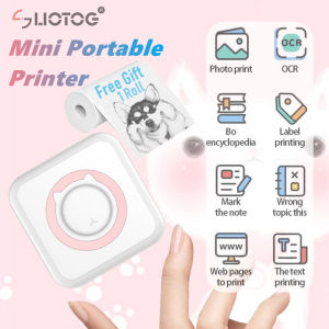 LIOTOG C15 Mini Printer with Bluetooth Portable Thermal Printer 57mm Wireless Inkless Printer for IOS/Android
