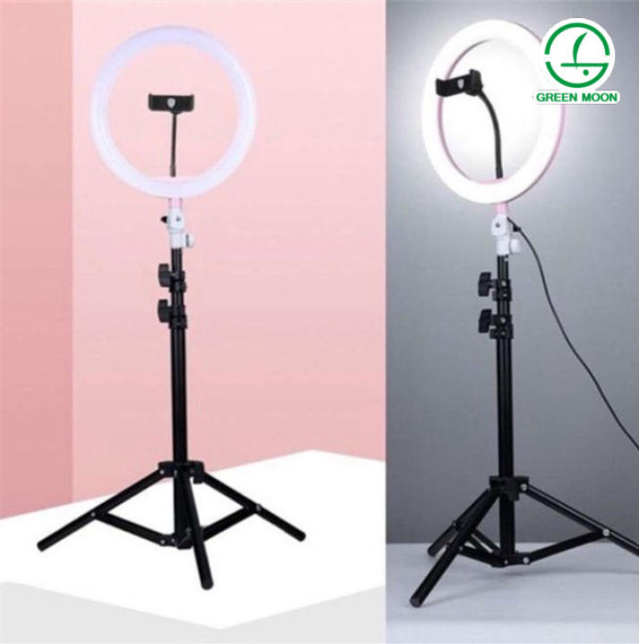 Green Moon 26cm/10inch LED Selfie Ring Light Set 210 CM Tripod And