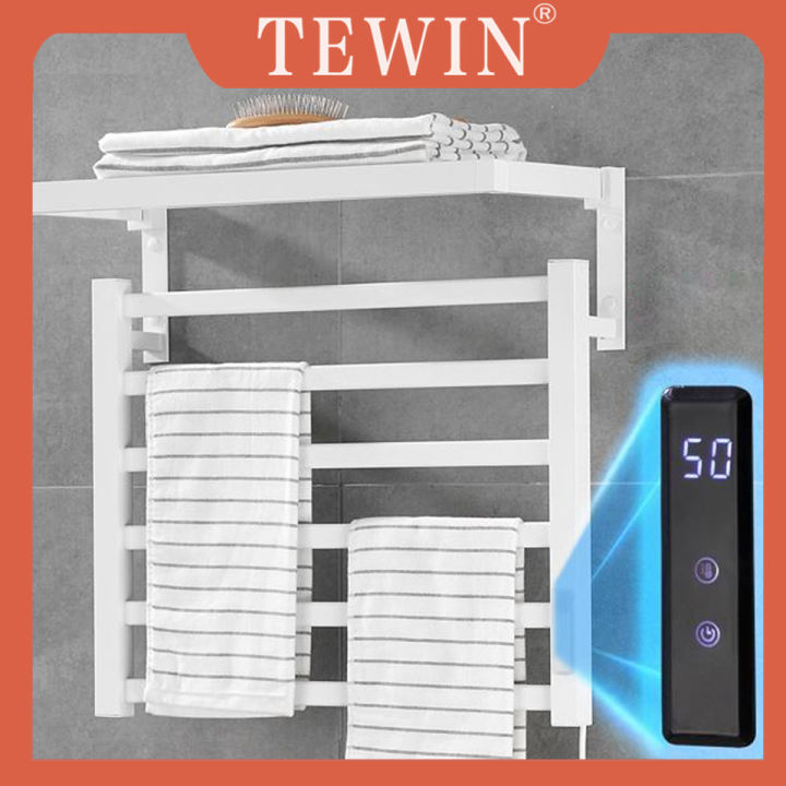 TEWIN Bathroom Electric Bath Towel Warmer Heated Towel Rack Household