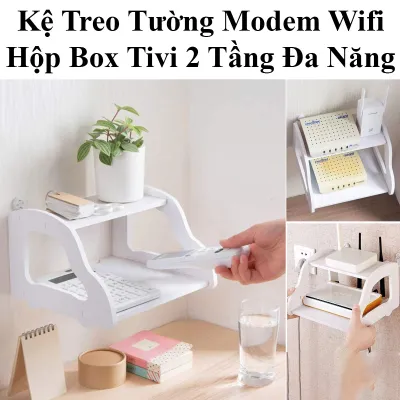 Kệ Treo Tường Modem Wifi Hộp Box Tivi 2 Tầng