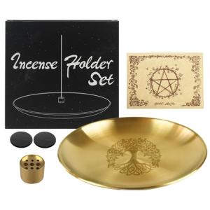Pagans Ritual Tray Unique Altar Tree Pattern Plate Table Storage Tray Decoration Holder Incenses Burners Shelves