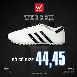 Giày Wika 3 Sọc Chính Hãng Bóng Đá Sân Cỏ Nhân Tạo Đã Được Khâu Toàn Bộ Đế