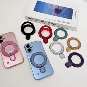 Metal Phone Ring Holder with Foldable Stand & 360° Finger Grip for iPhone/Android - Hands-Free Video Call & Viewing Support