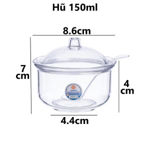 COMBO 2-5 Hũ GiA Vị Hũ Sate Tròn Trong Suốt Có Muỗng Dựng Hành Tỏi Mắm Ớt Sa Tế Quán Ăn