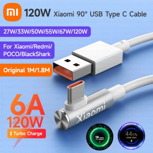 Original Xiaomi 120W Type-C Cable 6A USB Type-C Cable Turbo Charge Gaming Elbow Charging Cable For Xiaomi Mix4 Mix Fold 10 11 Ultra Redmi Note 9 10 Pro K40 K50 Pro Poco X4 Pro NFC F3 M3 Black Shark TipoC