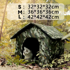 Outdoor Stray Cat House Windproof Rainproof Warm Shelter Winter Rest Nest for Backyard Feral Cats
