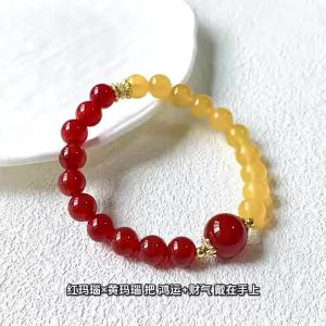 Qianjing Wanma Natural Red and Yellow Agate Bracelet with Beeswax Yellow Jade and Buddhist Beads Womens Agate Crystal Bracelet 2026