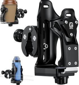 Kewig Anti-Theft Motorcycle Cup Holder Extra Large Adjustable Size Bike Water Bottle Holder for 1.95-3.6" Diameter Bottles Drink Holder for Stroller Moto Bicycle Scooter Wheelchair