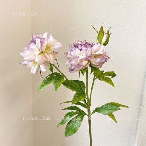 Hoa mẫu đơn giả giống thật 1 cành 80cm gồm 2 bông 1 nụ decor chụp ảnh trang trí phòng khách tiệc cưới sự kiện Hoa hồng giả