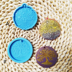 แม่พิมพ์ซิลิโคนพวงกุญแจแบบกลมพวงกุญแจวงกลมเสน่ห์พิมพ์ทำจิวเวอลี่แม่พิมพ์เรซินอีพ็อกซี่มีรูสำหรับเครื่องประดับงานฝีมือ DIY ทำ