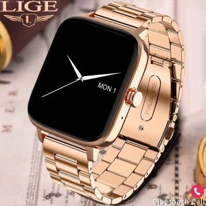 LIGE Bluetooth Call Smart Men Watch Full Touch Waterproof Bluetooth Music Bracelet Custom Dial Smart Watch Women+Box