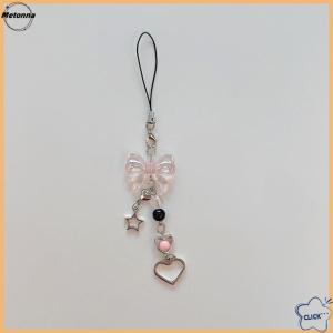 Follow Get More【Metonna】 1PC Cute Butterfly Bead Handmade Sweet Girl Keychain For IP 11 Camera Kawaii Y2K Love Five Pointed Star Phone Charms Pendant