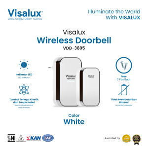 Visalux Wireless Door Bell Doorbell/Bel Pintu Rumah Kantor Tanpa Kabel - Black White (VDB-3605)