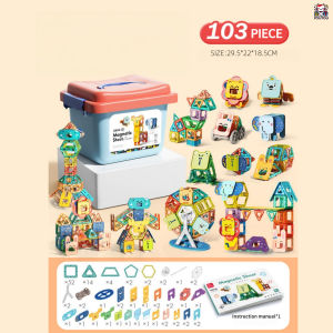 [SG Seller]Variety Shapes Magnetic Tiles Set Bright Color Magnet Construction Blocks Educational DIY Assemble Toy