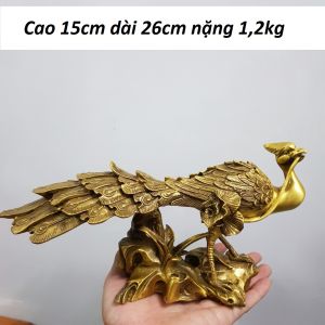 Tượng công ngậm mẫu đơn bằng đồng MS72