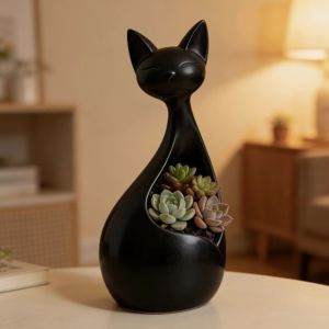 SIERWU Hình mèo hoạt hình Chậu trồng cây hình mèo Rỗng Phong cách tối giản. Chậu hoa hình động vật Chậu trồng cây mọng nước Trang trí phòng khách