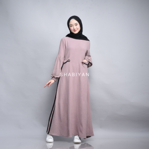 SHABIYAN 488 Gamis Muslim Crinkle Polos Kombinasi | Syamila