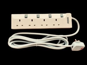 Morries extension plug socket cord electric 3M 4 Gang way with surge protector neon color MS3244-3