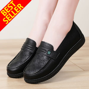 QINGSHUI Sepatu kasual slip-on wanita.Sepatu kerja wanita viral.Sepatu flat wanita yang elegan impor Model Terbaru