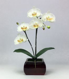 กระถางดอกไม้ปลอม ดอกกล้วยไม้ประดิษฐ์พร้อมกระถาง