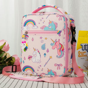 s best-selling cross-body childrens unicorn insulated bag   Large crossbody printed student lunch bag