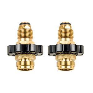 Twin Pack Brass Propane Replenishment Adapter Leak Proof Coupling For Camping Ovens And Barbecues
