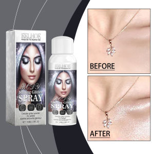EELHOE Silver Fashion Highlighter Powder Spray High Gloss Glitter Powder Spray Shimmer Sparkle Powder Makeup for Face Body Highlight Makeup Body Highlighter Shimmer Liquid Illuminator Face Shine Spray Highlight Latin Dance