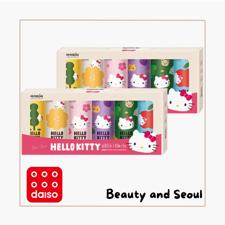 [DAISO KOREA] Hello Kitty Car Slim Beauty Tissue 60 sheets, Tube Type ...