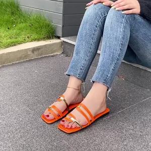 [Free Shipping] Plus-size womens summer outdoor sandals new style flat-soled fashionable slip-on sandals for girls