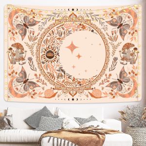 Hantar dari gudang tempatanFloral and Leaf Tapestry Bohemian Tapestry Living Room Wall Hanging Background Cloth Decoration Guest Room Bedroom Tapestry