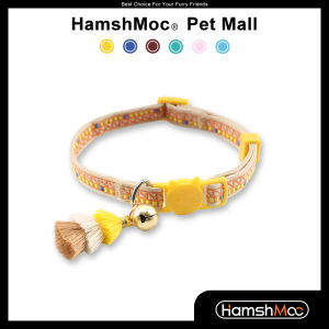 HamshMoc Breakaway Cat Collar for Safety Quick Release with Bell Soft Adjustable Pet Kitten Collars Necklace