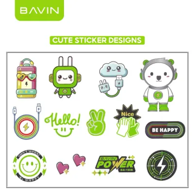 BAVIN Cute Cartoon Character Stickers Transparent DIY Decorative Sticker Suitable for Powerbank