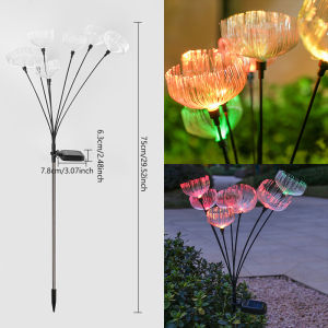 SXH  Solar Powered Color Changing Glowing Jellyfish Fiber Optic Light Outdoor LED Garden Stake Villa Lawn Lamp for Courtyard
