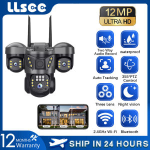 LLSEE 🔥 V380 Pro 12MP 3 เลนส์ Full HD พลังงานแสงอาทิตย์ 4G กล้อง CCTV 360 Wireless WiFi กล้องกันน้ำกลางแจ้งกล้องวงจรปิด 10 เท่าซูมกล้องวงจรปิดพลังงานแสงอาทิตย์ IP Camera การเชื่อมต่อซิมการ์ด 4G แบตเตอรี่ในตัว