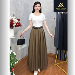 Chân váy nữ  dáng dài bigsize cạp cao xếp ly-VXL