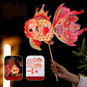 ainachu mid autumn festival lantern 灯笼中秋节 Ancient Style Fish Lantern Handheld Luminous Handmade Lantern Traditional Waterproof Mid-Autumn Festival DIY Lantern Moon Festival